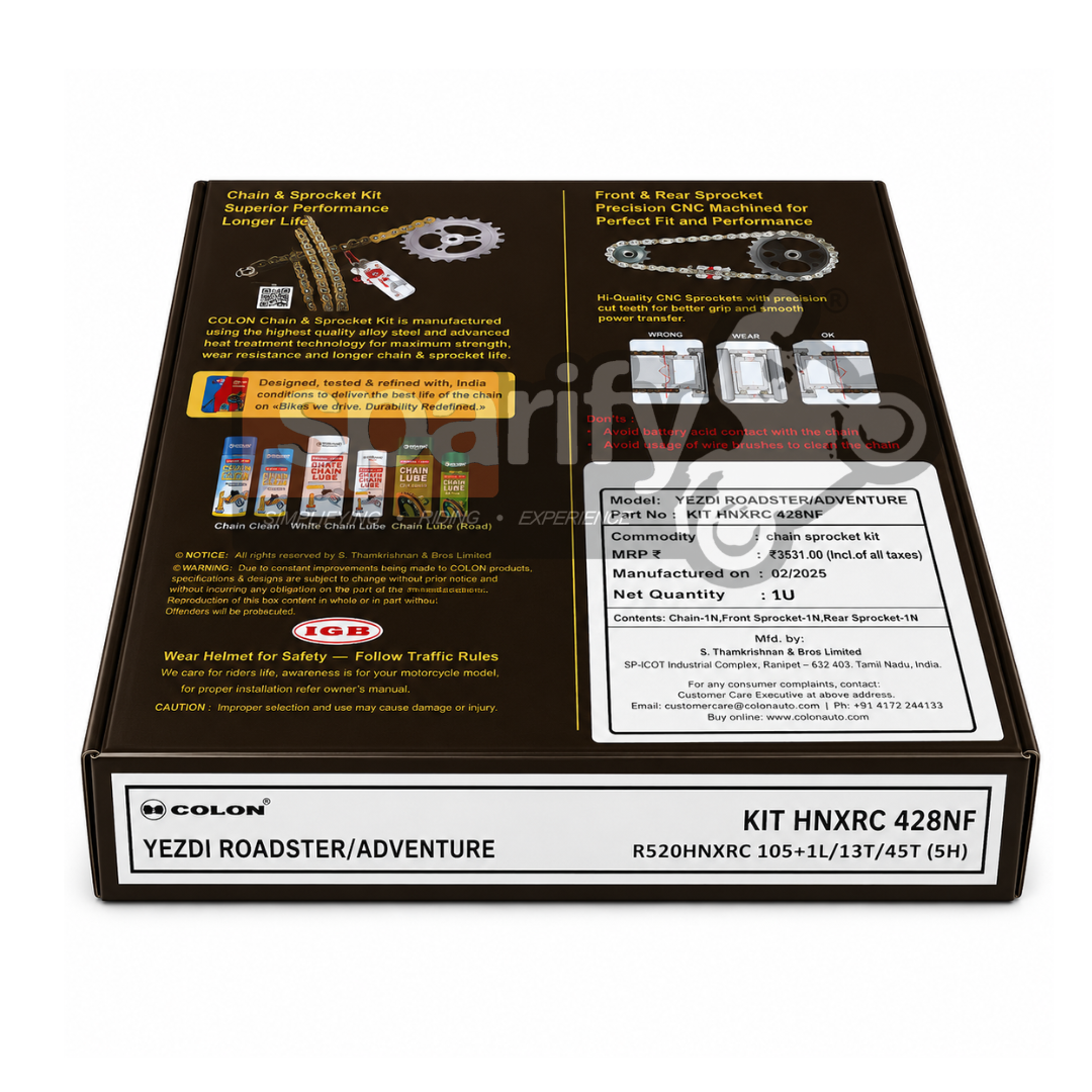 YEZDI ADVENTURE / ROADSTER  HIGH PERFORMANCE BRASS CHAIN SPROCKET KIT | ROLON | HNXRC 428NF