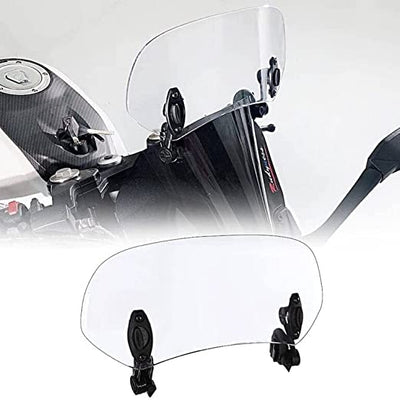 MOTORCYCLE WINDSHIELD EXTENDER (ADJUSTABLE SPOILER CLAMP ON WINDSHIELD DEFLECTOR)- CLEAR