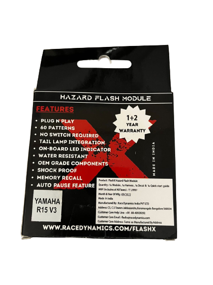 Yamaha R15 V3 FlashX Hazard Flash Module, Blinker/Flasher for All Moto ...