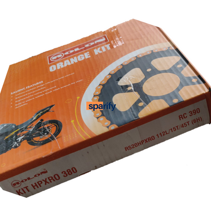 RC/DUKE 390 CHAIN SPROCKET KIT BY ROLON ORANGE – SPARIFY
